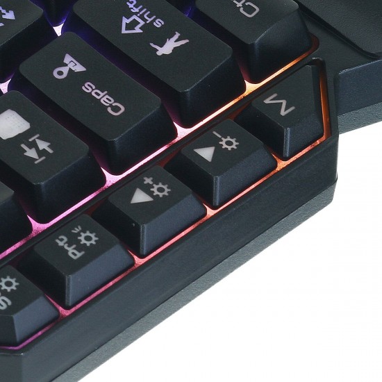 F6 RGB LED Backlit Gaming Keyboard One Hand Mechanical Keyboard for PUBG PC Games 39 Keys Single Hand Keyboard