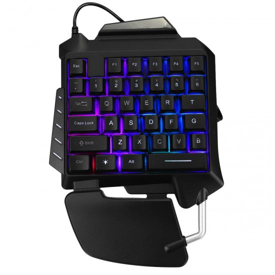 G92 Single Hand RGB LED Backlit Gaming Keyboard 35 Keys Keypad Mouse for PUBG LOL Dota Games