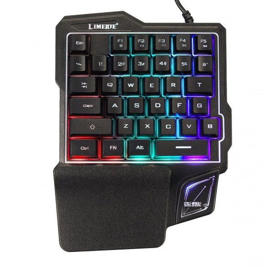 K7 RGB LED Backlit Gaming Keyboard 35 Keys Single Hand Gaming Keyboard Mouse for PUBG Mobile Games
