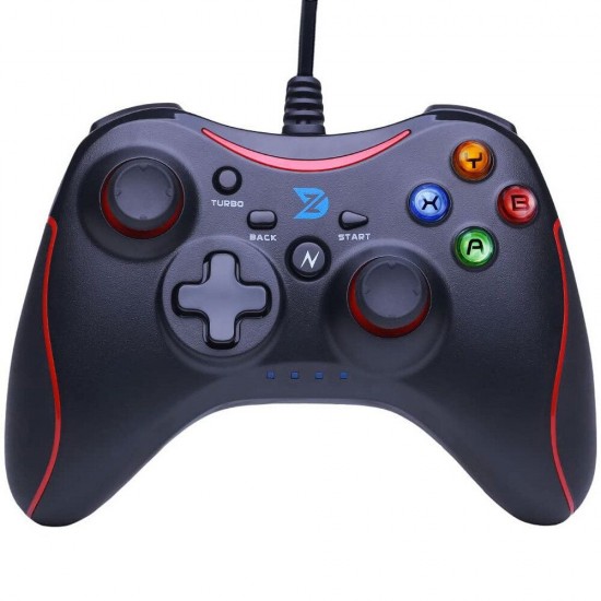 ZD-N108 Dual Vibration Feedback USB Wired Gaming Controller Gamepad with JD-SWITCH Function for PC PS3 Android