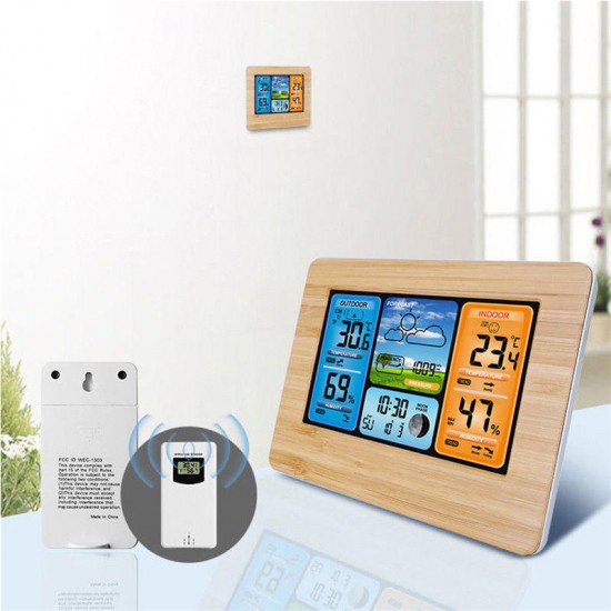 Digital LCD Indoor & Outdoor Weather Station Clock Calendar Thermometer Wireless