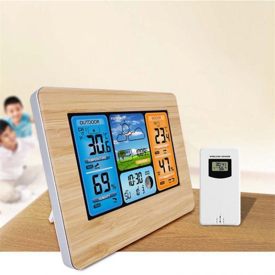 Digital LCD Indoor & Outdoor Weather Station Clock Calendar Thermometer Wireless