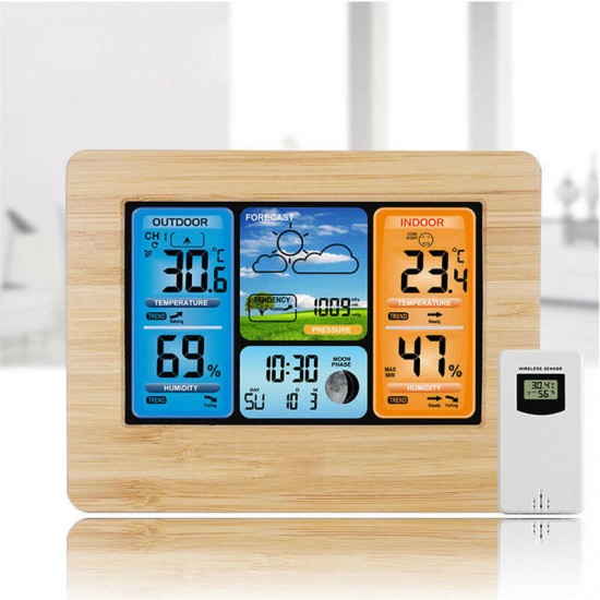 Digital LCD Indoor & Outdoor Weather Station Clock Calendar Thermometer Wireless