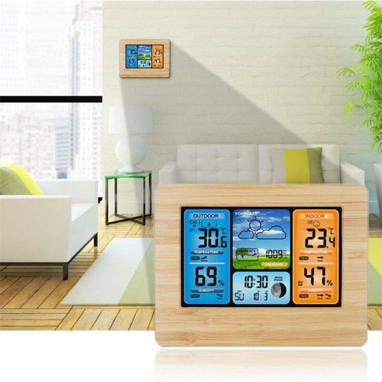 Digital LCD Indoor & Outdoor Weather Station Clock Calendar Thermometer Wireless