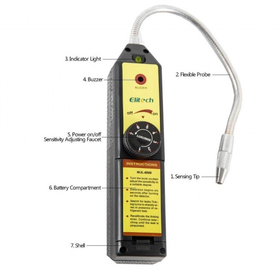 WJL-6000 Freon Combustible Gas Leak Detector Halogen Refrigerant Gas Leakage Tester HVAC Air Condition