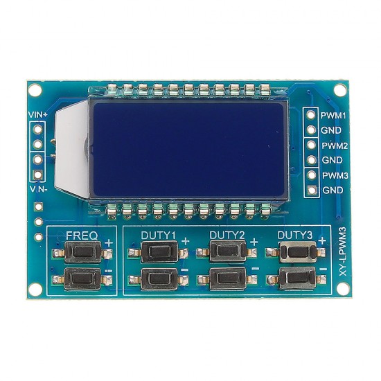 3 Channel PWM Pulse Frequency Duty Ratio Adjustable Controller Module Wave Rectangular Signal Generator 3 Channel PWM Pulse Frequency Duty Ratio Adjustable Controller Module Wave Rectangular Signal Generator