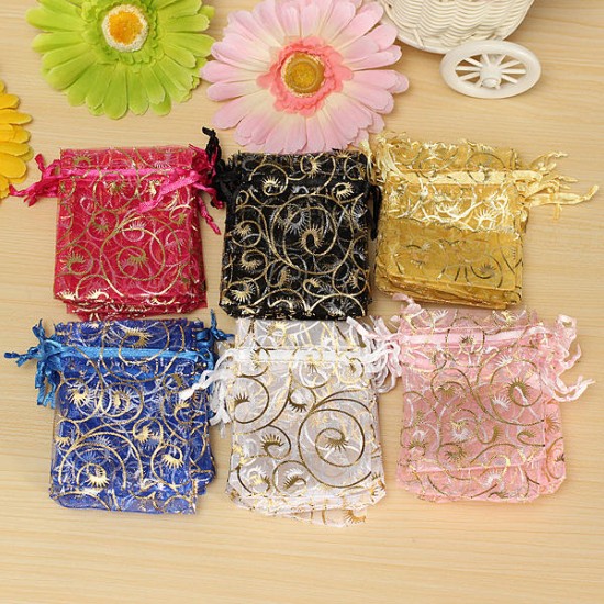 100PCS Organza Gift Pouch Jewelry Gift Candy Bag Packing Drawable Wedding Party Gift Bags