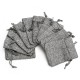 10PCS Grey Burlap Bags Jute Hessian Drawstring Sack Small Wedding Favor Gift