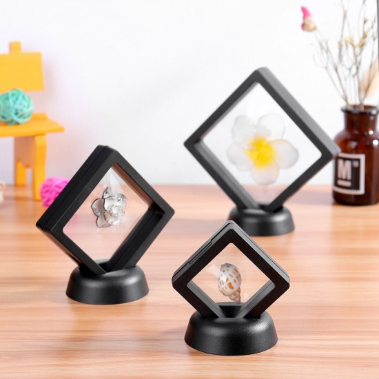 3D Album Floating Frame Holder Coin Box Jewelry Box Display Showcase with Stand
