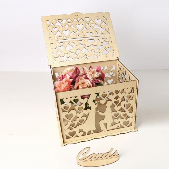 Wedding Greeting Card Box Wooden Box Lock Wedding Party Decoration Money Case