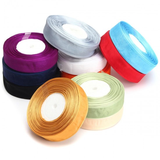 50 Yard 25mm Transparent Organza Ribbon Wedding Party DIY Decoration