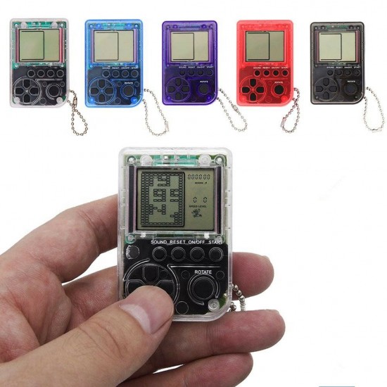 Pocket Mini Handheld Game Console Built-in 26 Classic Games Tetris Tank Battle Racing Car with Keychain