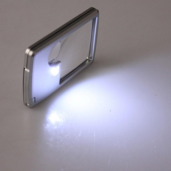 3X 6X LED Square Credit Card Magnifying Glass Loupe Reading Magnifier
