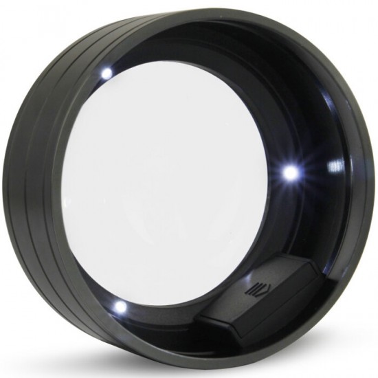 5 x 90mm Cylindrical Magnifier with 3 LED Lights K9 Optical Lens Magnifier Handheld Desktop Magnifier for Reading