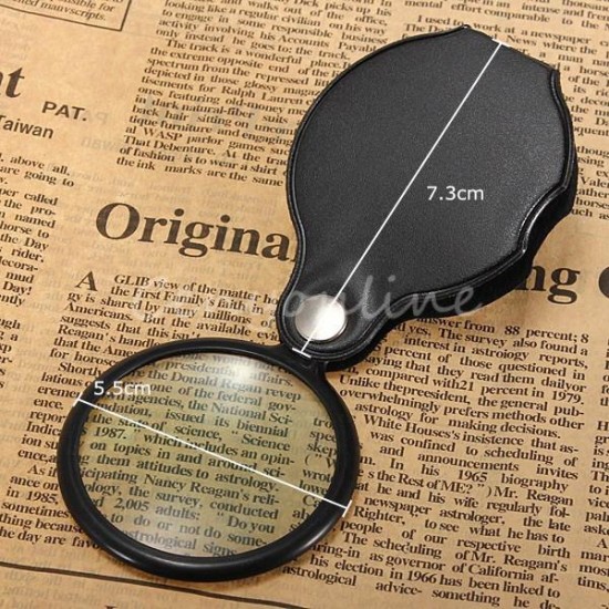 5X Pocket Folding Magnifier with Magnifying Glass Pouch