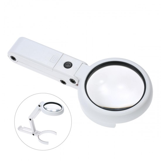 Handheld Portable Foldable Lamp Illuminated Magnifier 5X 11X Magnifying Table 8 LED Lights Loupe Magnifier Screen for Newspaper Handheld Portable Foldable Lamp Illuminated Magnifier 5X 11X Magnifying Table 8 LED Lights Loupe Magnifier Screen for Newspaper