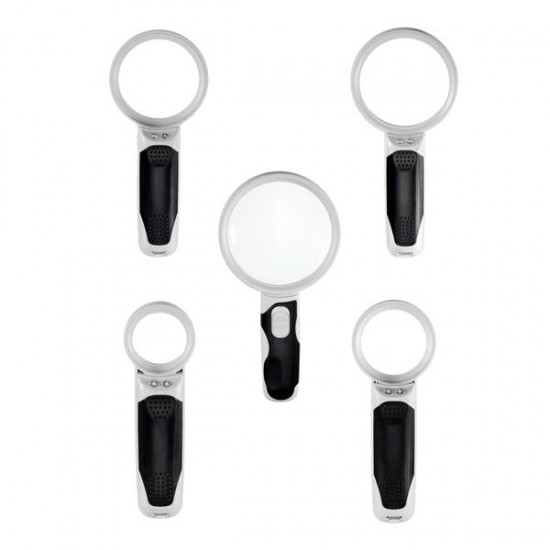Handheld Study Reading Pocket Magnifying Glass 2 LEDs Magnifier Double Lens Bistratal Lens Handheld Study Reading Pocket Magnifying Glass 2 LEDs Magnifier Double Lens Bistratal Lens