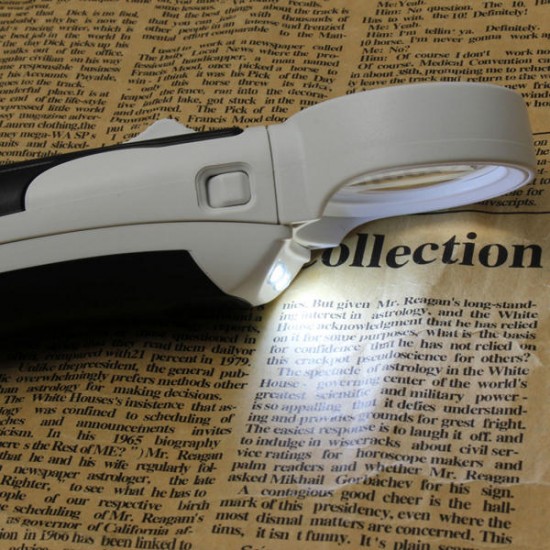 Handheld Study Reading Pocket Magnifying Glass 2 LEDs Magnifier Double Lens Bistratal Lens