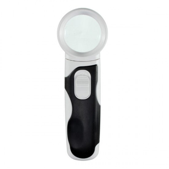 Handheld Study Reading Pocket Magnifying Glass 2 LEDs Magnifier Double Lens Bistratal Lens