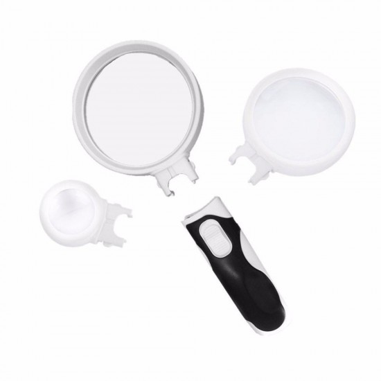 Interchangeable Handheld LED Light Magnifying Glass Magnifier High Power for Reading Sewing Jewelry Travel with 3 Different Lens Interchangeable Handheld LED Light Magnifying Glass Magnifier High Power for Reading Sewing Jewelry Travel with 3 Different Lens