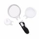 Interchangeable Handheld LED Light Magnifying Glass Magnifier High Power for Reading Sewing Jewelry Travel with 3 Different Lens