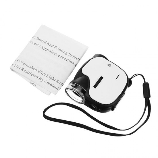 Mini Portable 55X Microscope Magnifier with LED UV Lamp Jewelry Identification Loupe
