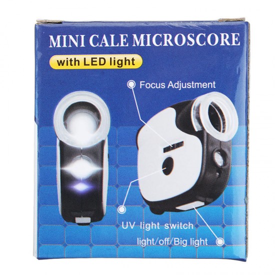 Mini Portable 55X Microscope Magnifier with LED UV Lamp Jewelry Identification Loupe