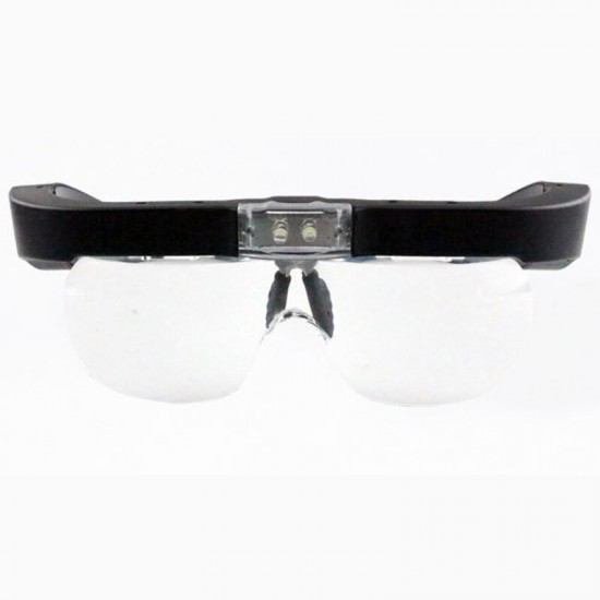 1.5X 2.5X 3.5X 5X Head Mount Glasses Magnifier, USB Charging Headband Magnifying Glass with 2 Led Lights Headset Magnifier Loupe