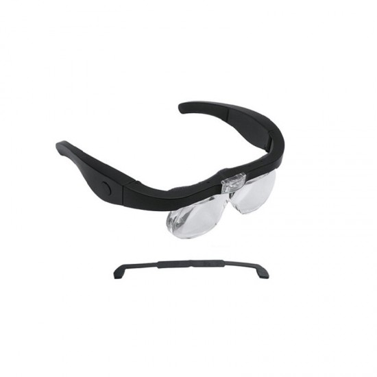 1.5X 2.5X 3.5X 5X Head Mount Glasses Magnifier, USB Charging Headband Magnifying Glass with 2 Led Lights Headset Magnifier Loupe