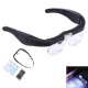 1.5X 2.5X 3.5X 5X Head Mount Glasses Magnifier, USB Charging Headband Magnifying Glass with 2 Led Lights Headset Magnifier Loupe