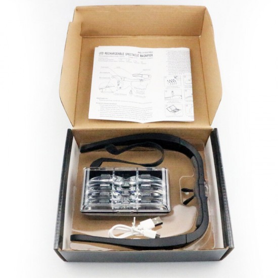 1.5X 2.5X 3.5X 5X Head Mount Glasses Magnifier, USB Charging Headband Magnifying Glass with 2 Led Lights Headset Magnifier Loupe 1.5X 2.5X 3.5X 5X Head Mount Glasses Magnifier, USB Charging Headband Magnifying Glass with 2 Led Lights Headset Magnifier Loupe