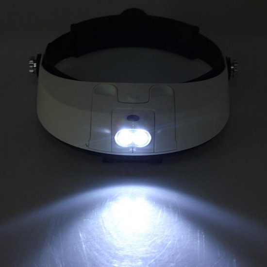 2 LED Headbrand Magnifier Magnifying 5 Lens: 1.0X 1.5X 2.0X 2.5X 3.5X