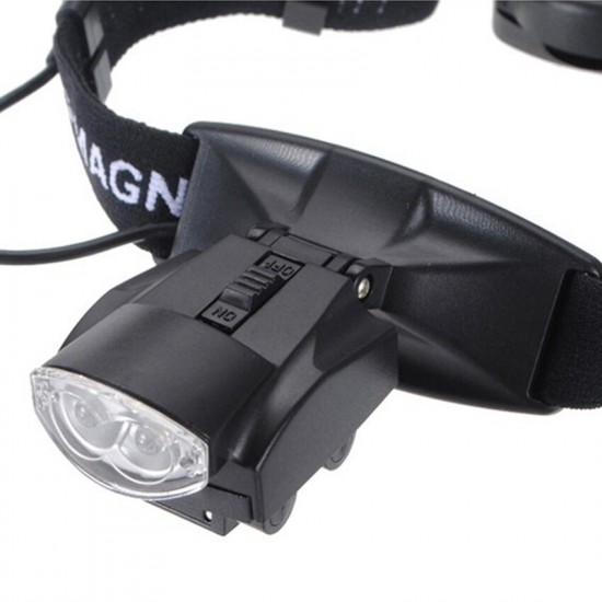 2 LED Lights Headband Magnifier 1X 1.5X 2X 2.5X 3X 3.5X 4X 4.5X 5X 5.5X 6X Magnifying Glass Adjustable Magnifier for Soldering