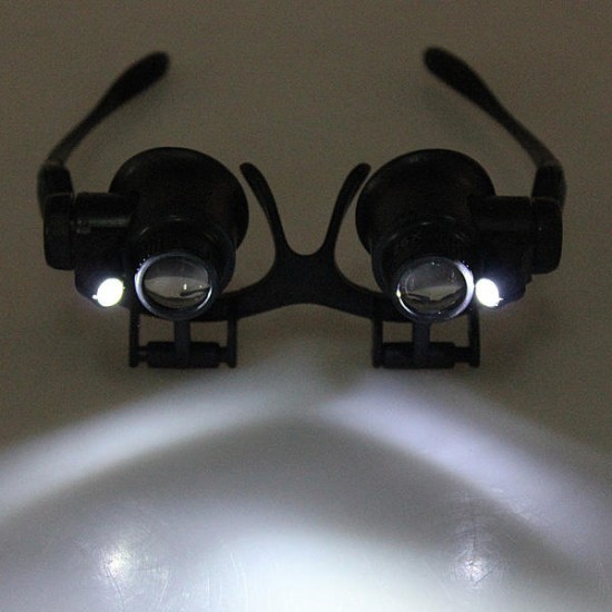 8 Lens 10x 15x 20x 25x Headbrand 2LED Magnifier Magnifying Loupe 9892G