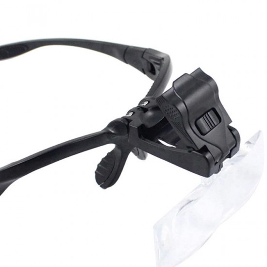 9892B 1.0/1.5/2.0/2.5/3.5X Headband Magnifier Magnifying Glass Eye Repair Loupe 2 LED Light with 5Pcs Glasses