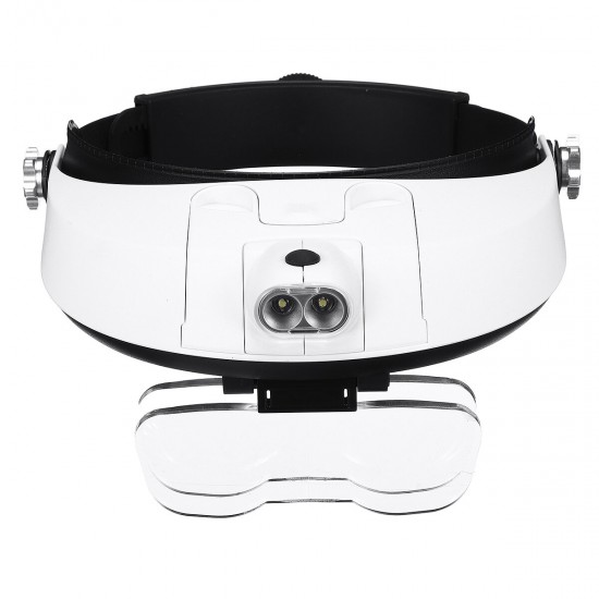 Detachable Headband Magnifier Adjustable Telescope Binocular Tool Supplies w/LED