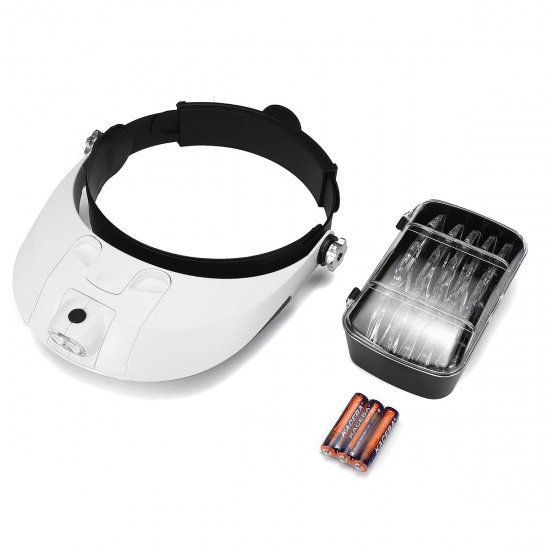 Detachable Headband Magnifier Adjustable Telescope Binocular Tool Supplies w/LED