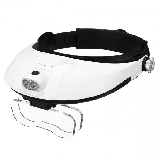 Detachable Headband Magnifier Adjustable Telescope Binocular Tool Supplies w/LED