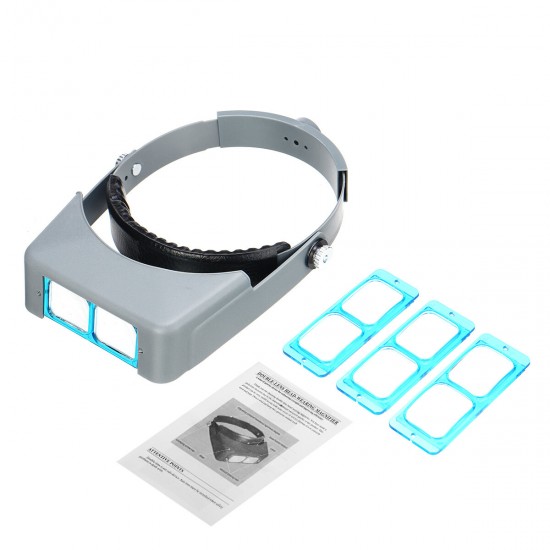 Headband Magnifier Eyewear Optivisor Free Magnifying Lens With 4 Glass Lens Set