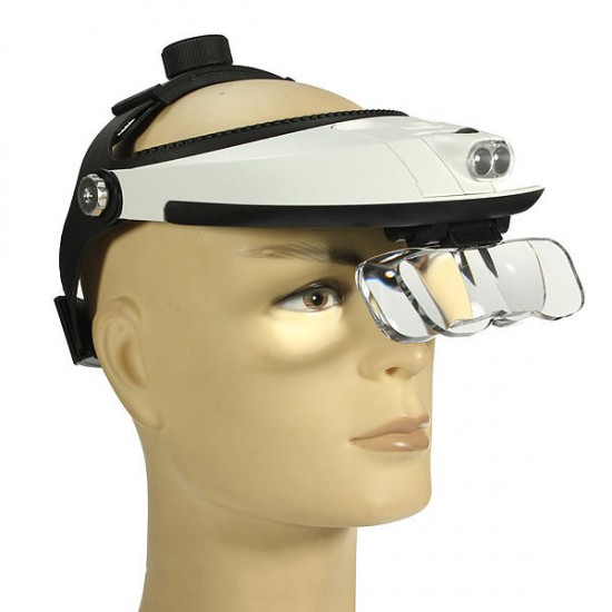 Headbrand LED Head Light Magnifier Magnifying Glass Loupe 5 Lens