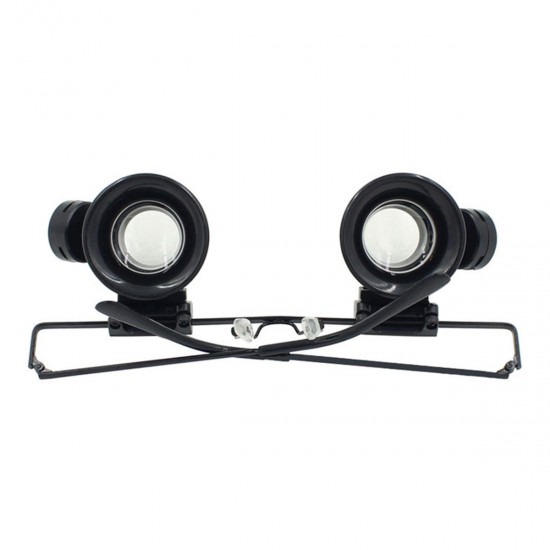 LED 20X Magnifier Magnifying Dual Eye Glasses Loupe Lens Jeweler Watch Repair