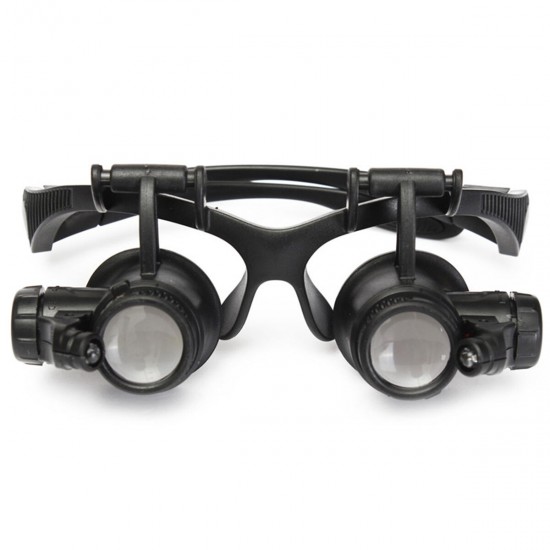 LED Light Magnifier Loupe Glasses 10X 20X 25X 15X Binocular Lens Magnify Repair