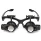 LED Light Magnifier Loupe Glasses 10X 20X 25X 15X Binocular Lens Magnify Repair