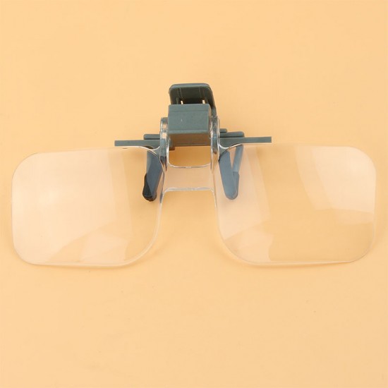 MG19156 Glasses Style Magnifier 2X PMMA Acrylic Magnifying Glass with Clip Loupe for Needlework Crafts Reading