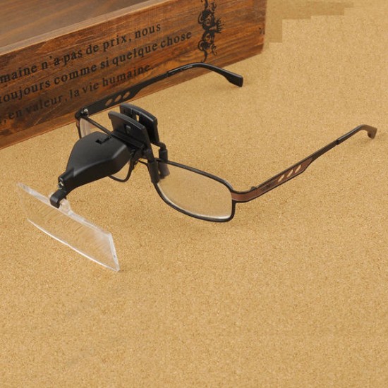 MG19157-2 1.5X 2.5X 3.5X LED Light Eye Glasses Low Vision Clip Magnifying Glass Loupe with LED Light