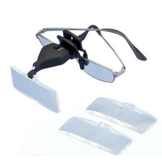 MG19157-2 1.5X 2.5X 3.5X LED Light Eye Glasses Low Vision Clip Magnifying Glass Loupe with LED Light