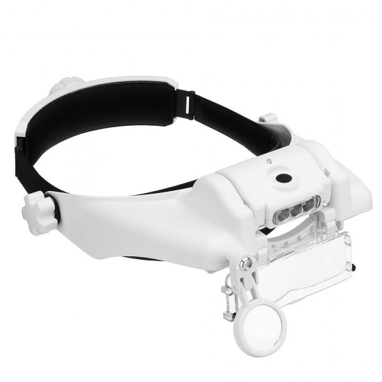 MG81000-SC 3LED Lights Headband Magnifier 3 Lenses 6 Multiples with USB Charging Function