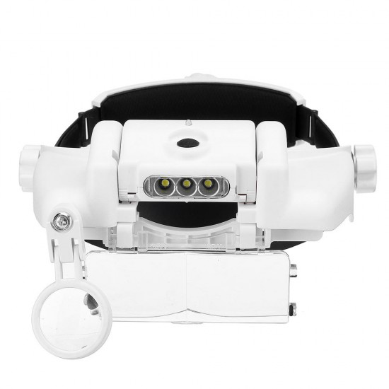 MG81000-SC 3LED Lights Headband Magnifier 3 Lenses 6 Multiples with USB Charging Function