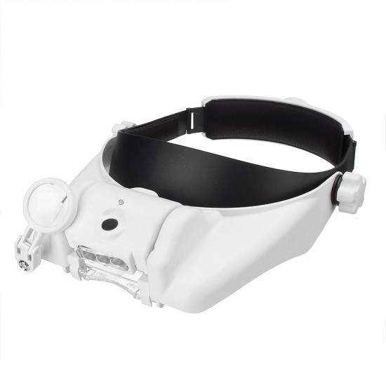 MG81000-SC 3LED Lights Headband Magnifier 3 Lenses 6 Multiples with USB Charging Function