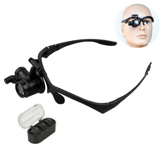 Magnifying Glass Magnifier Single Eye Multifunctional Headband LED Light Jeweler Repair with Lens